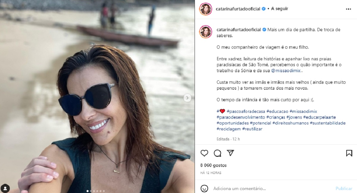 Catarina Furtado está de férias em São Tomé e Príncipe com o filho